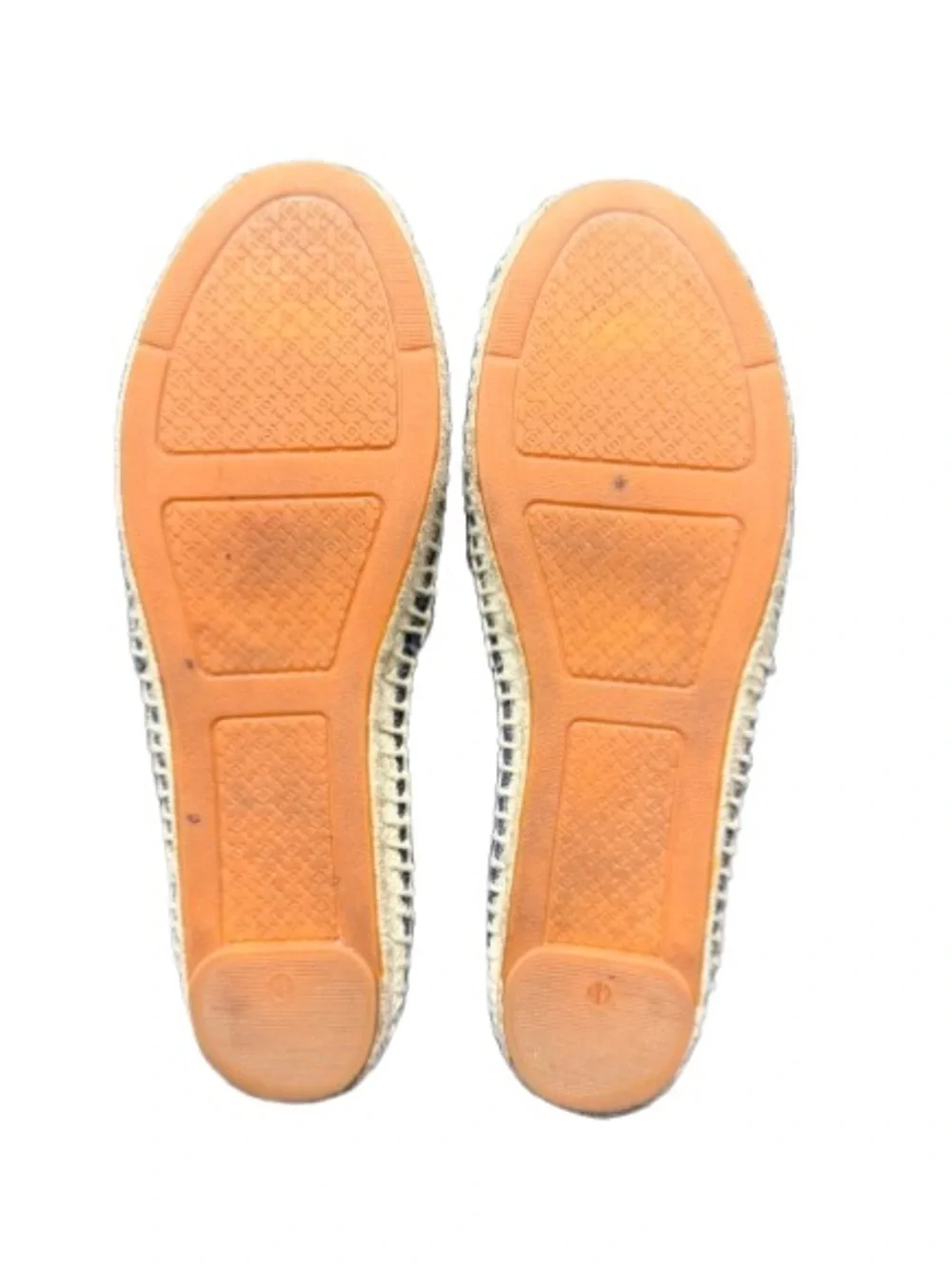 Tory Burch Navy Canvas Patent Logo Espadrille Flats Shoes Size 8.5